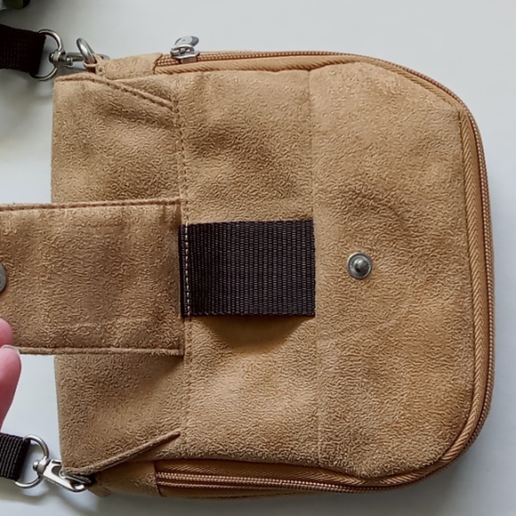 Travelon 3 In 1 Faux Suede Mini Bag Tan Removable/Adjustable Brown Strap - Picture 3 of 12